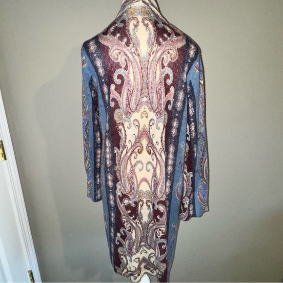 CHICO'S Paisley Print Long Open Front Shawl
Cardigan Tunic sz 2 US L / 12 - Picture 3 of 11